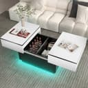 oyajia Couchtisch Wohnzimmertisch Hochglanz mit LED Beleuchtung & Fernsteuerung Bild 2