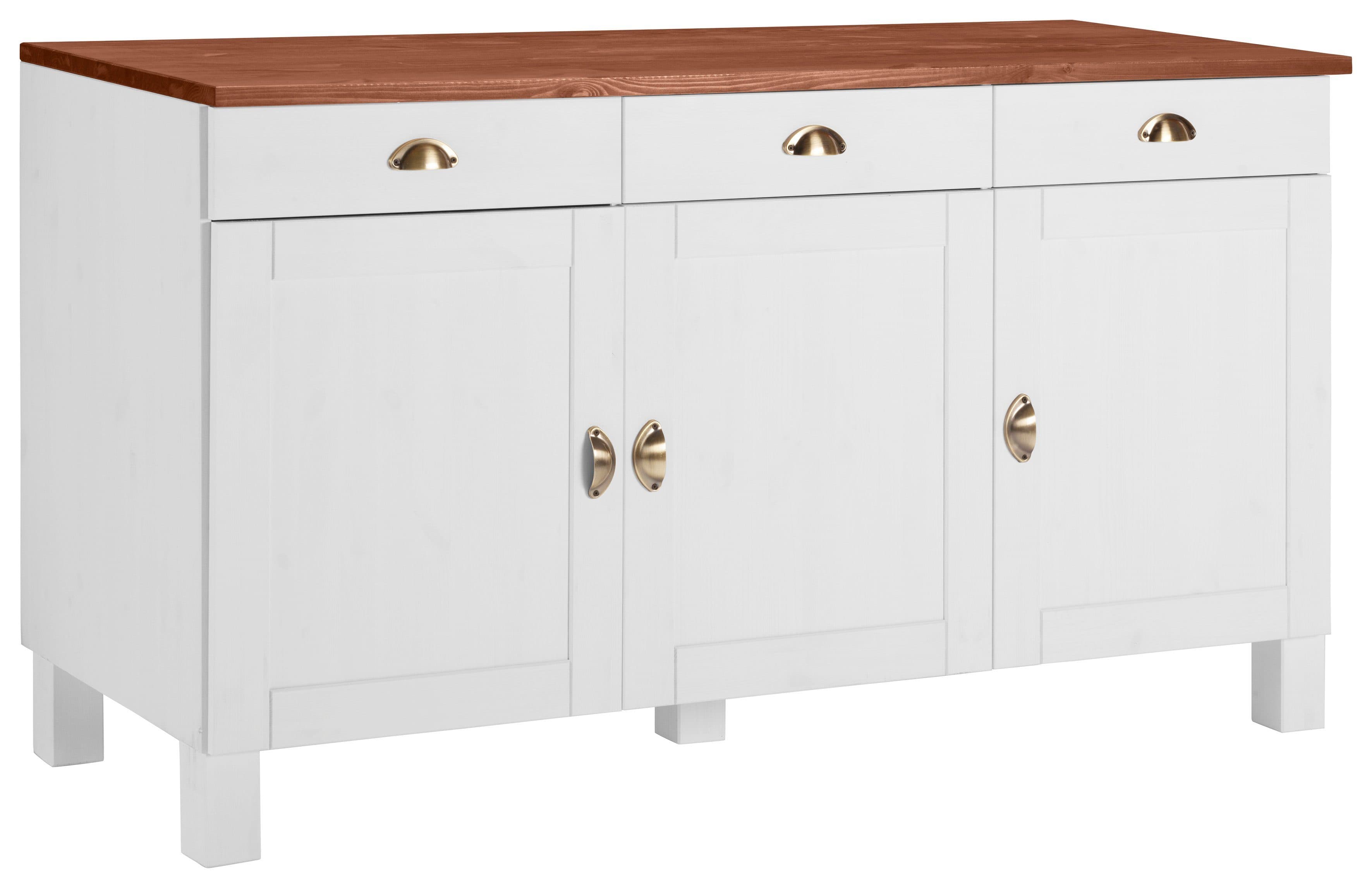 HOME AFFAIRE Oslo Unterschrank 150cm Massivholz Kiefer Beige/Gelb - Bild 2