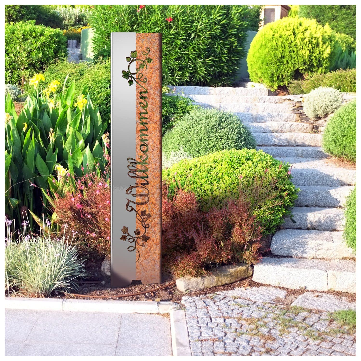 tuning-art Gartenstecker Willkommen Edelrost Stahl - Bild 2