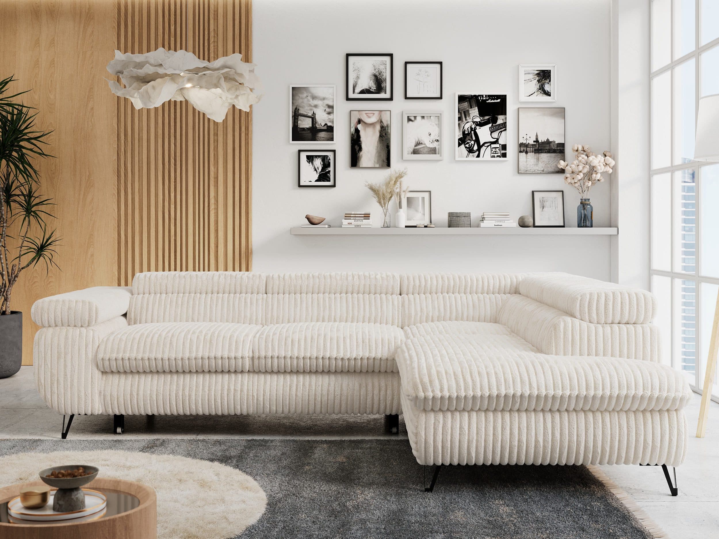 MKS MÖBEL Ecksofa PETER L Beige L-Form mit Bettfunktion und Bettkasten - Bild 2
