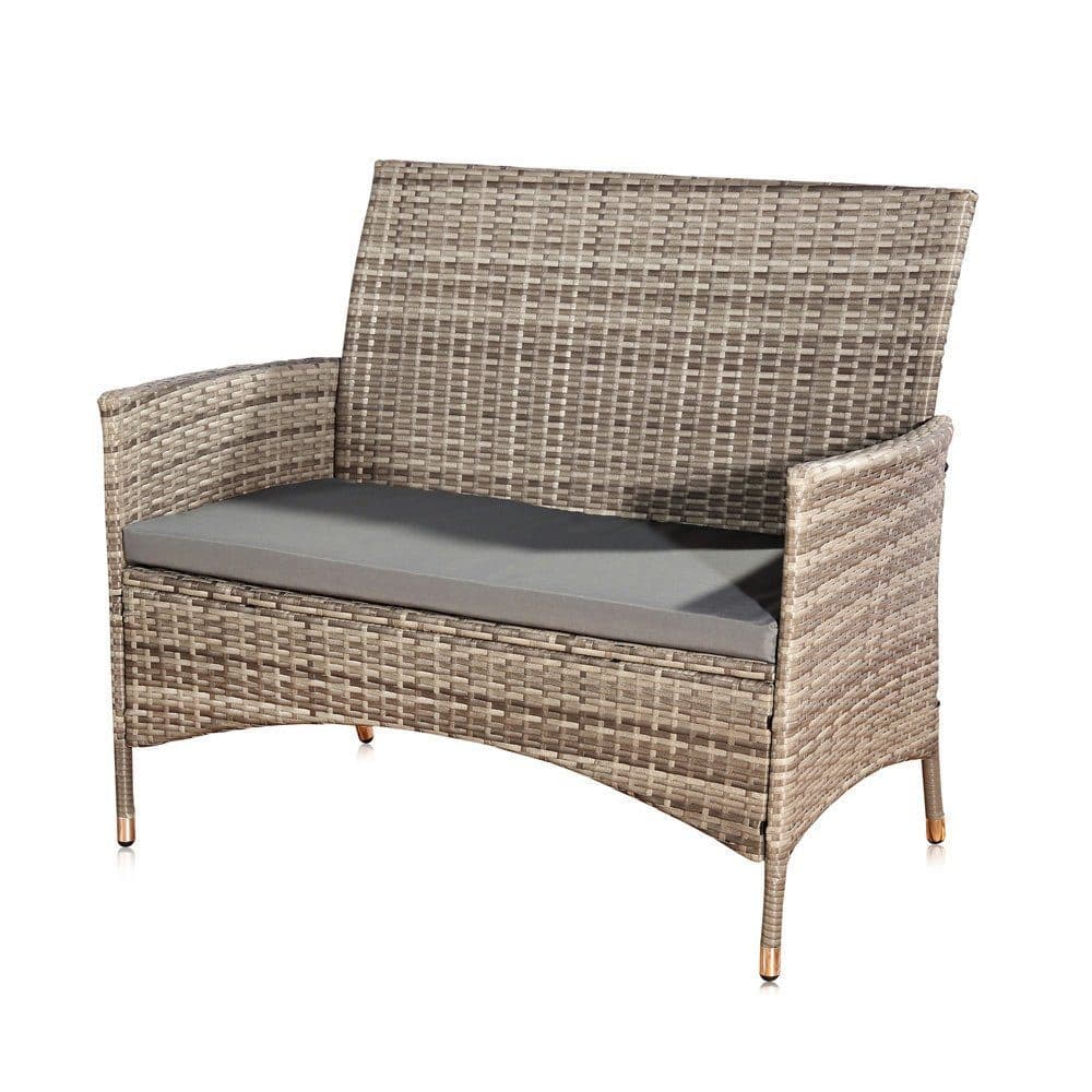 Feel2Home Gartenbank Schwarz Polyrattan mit Kissen - Bild 2
