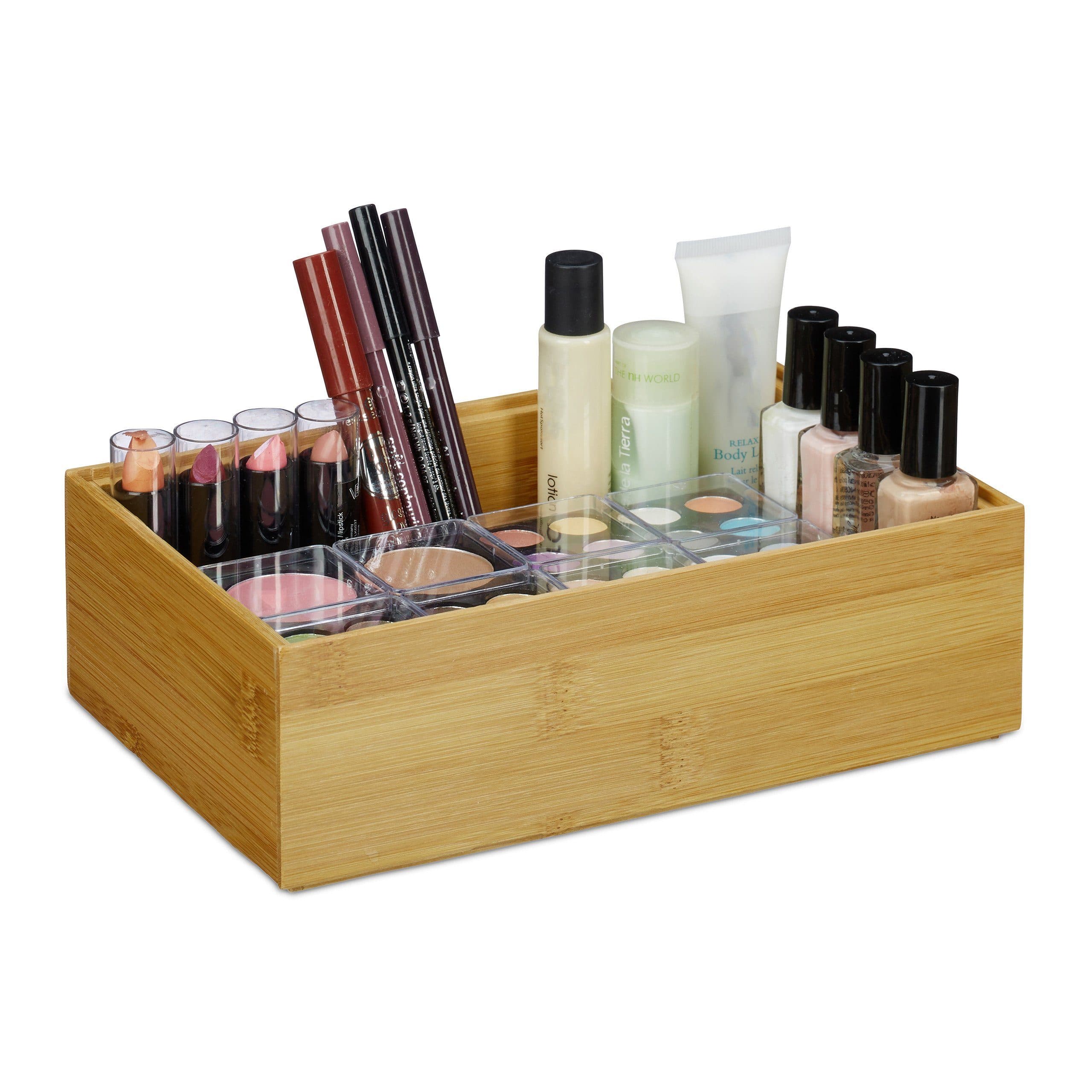 relaxdays Aufbewahrungsbox 2er Set Bambus Stapelbar Natur - Bild 2
