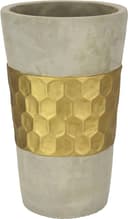 I.GE.A. Dekovase Goldverziert Betonoptik Zylindervase Grau/Gold Bild 2