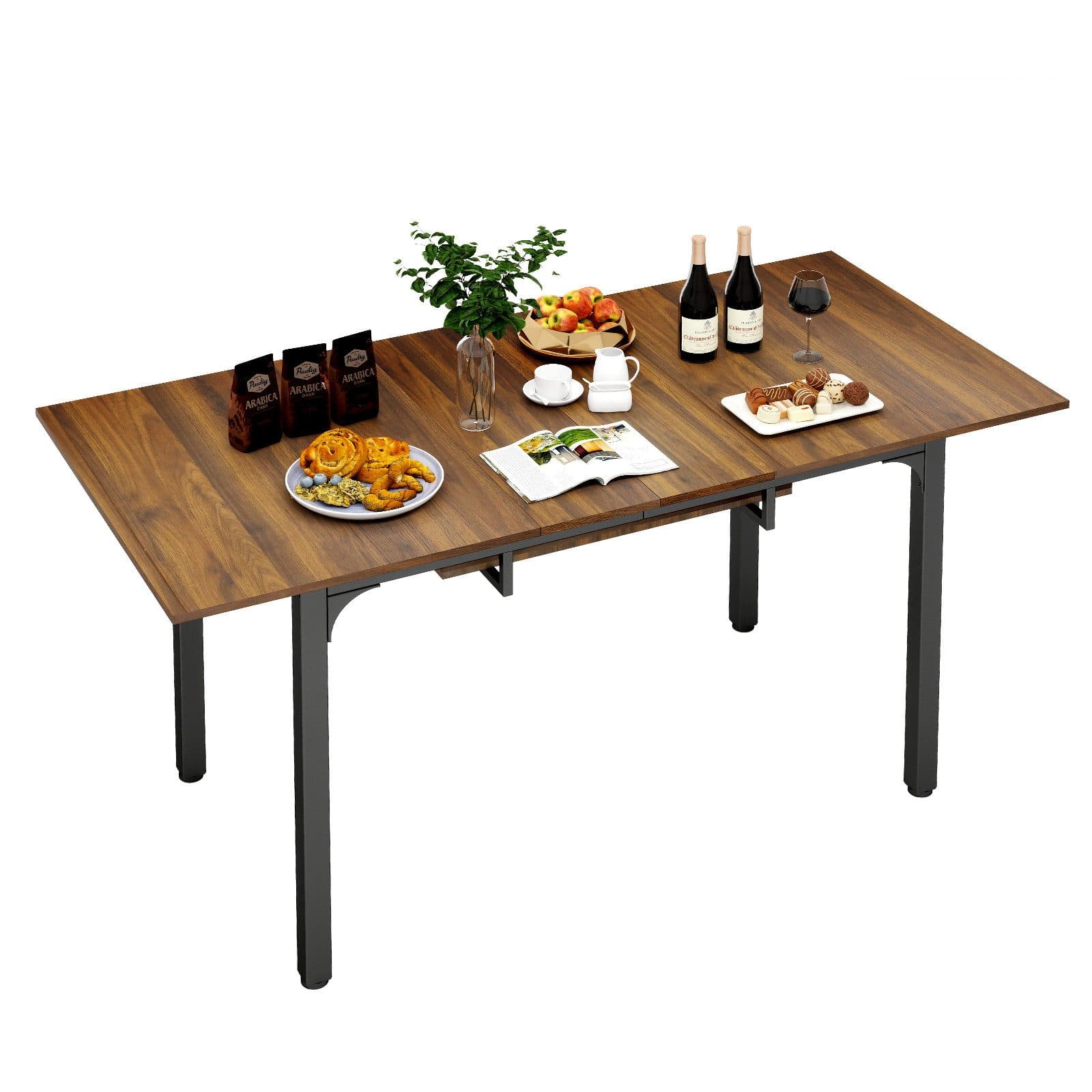 Puluomis Esstisch ausziehbar 110-149 cm schwarzbraun mit Stauraum - Bild 2