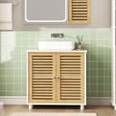 MSMASK Badezimmerschrank mit 2 Türen und Schublade Weiß Bild 2