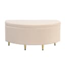 Flieks Polsterbank Beige Samt mit Stauraum und Metallbeinen Bild 2