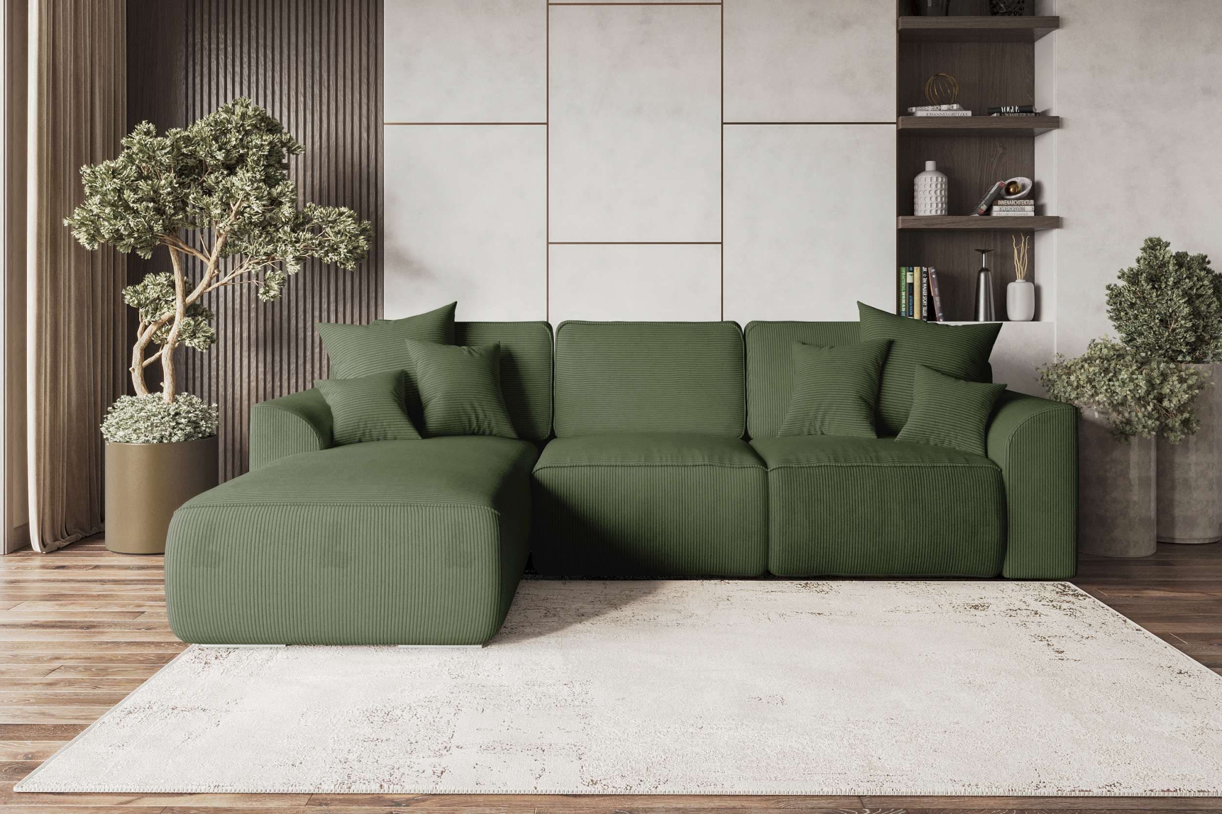 99rooms Ecksofa Gusto L-Form Eckcouch mit Schlaffunktion Cordstoff Khaki - Bild 2