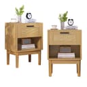 Simurq Nachttisch 2er Set mit Schubladen MDF & Massivholz Bild 2
