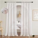 Jibenhome Gardine 2er Set Voile Vorhänge mit Mehrfarbig Pompom Bild 2