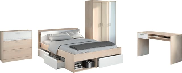 Jugendzimmer Set mit Bett, Schubladen & Kleiderschrank