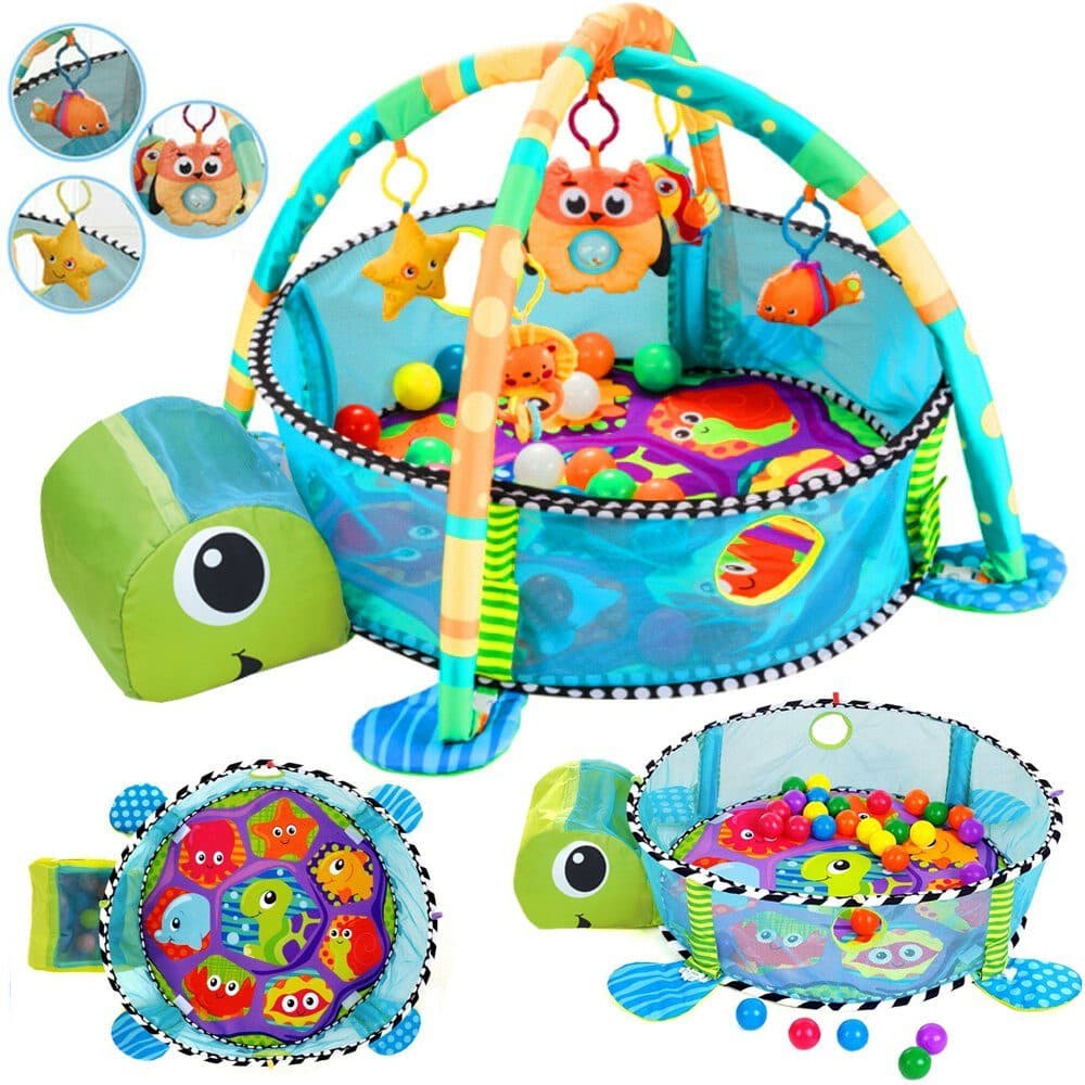Krabbeldecke 3 in 1 Schildkröte Erlebnisdecke Spielbogen mit 30 Bällen, Dripex - Bild 2