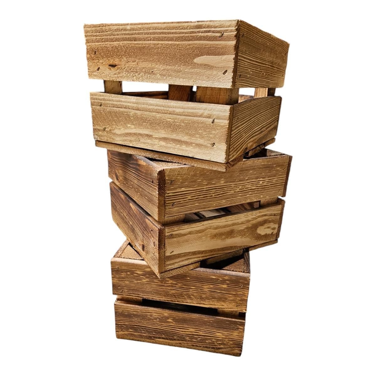 Teramico Holzkiste 3er Set Geflammt Braun Aufbewahrungsbox - Bild 2