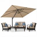 PURPLE LEAF Rechteckiger Aluminium Terrassenschirm Beige 360° drehbar Bild 2