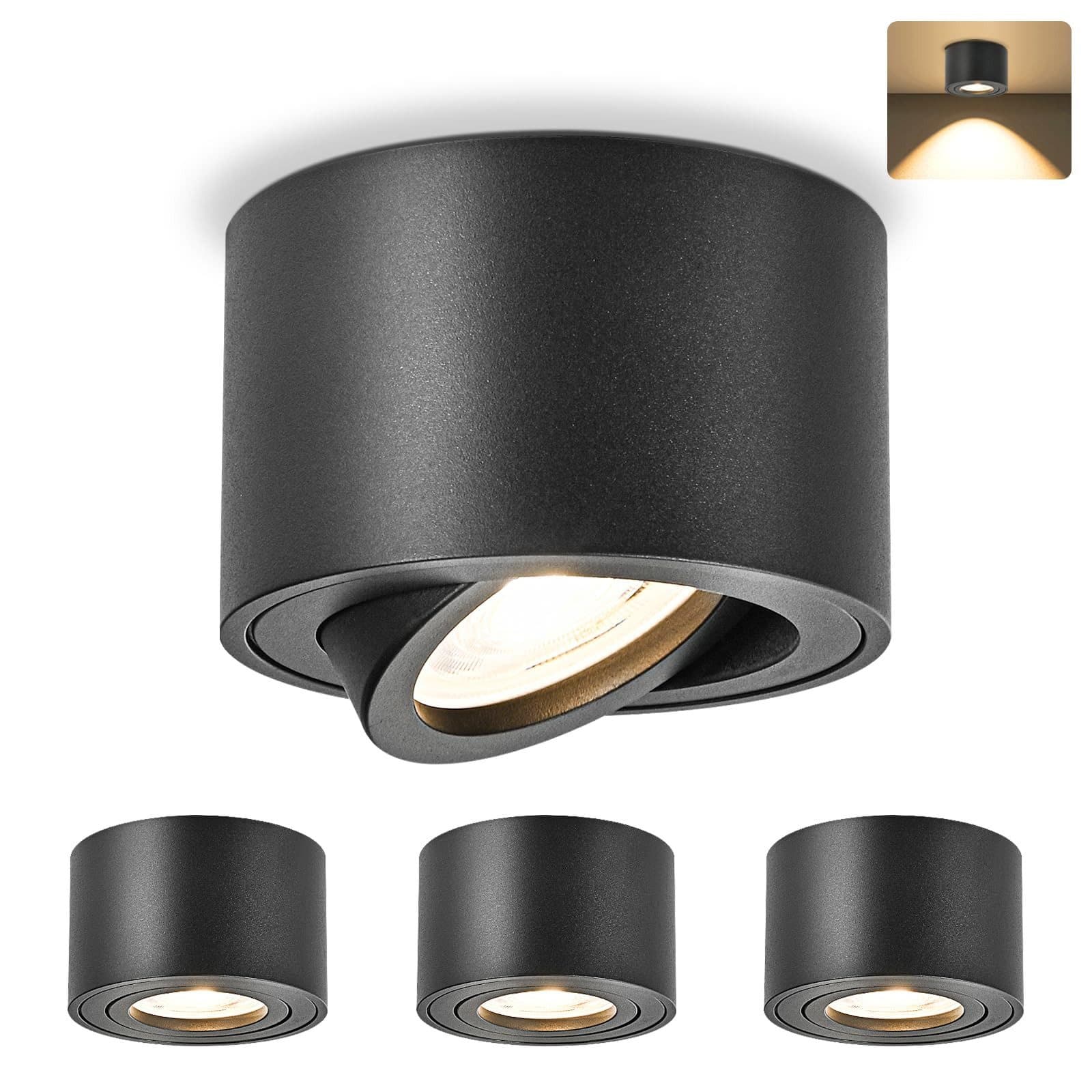 GeyouLux LED Aufbaustrahler 4er Set Schwarz Schwenkbar Warmweiß - Bild 2
