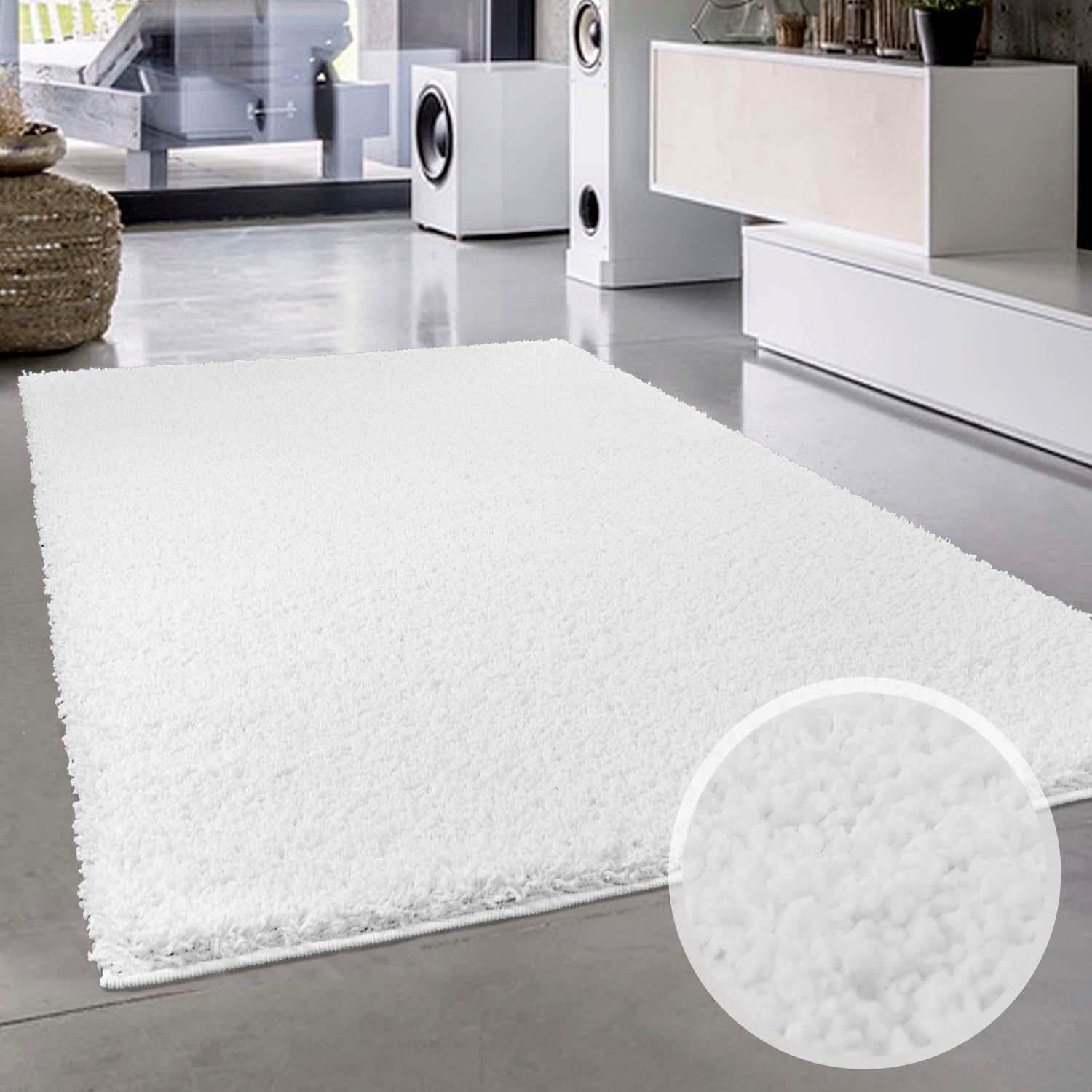 Carpet City Hochflor-Teppich Shaggi uni 500 Weiß 60x110cm - Bild 2