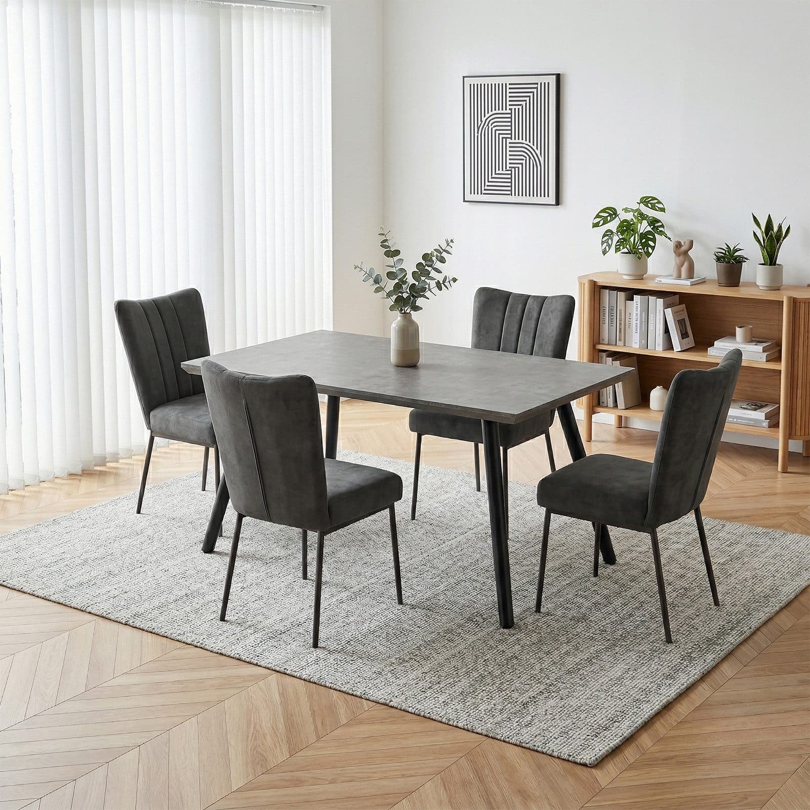 Jiexi Essgruppe Tisch- und Stuhlset Modern Grau - Bild 2