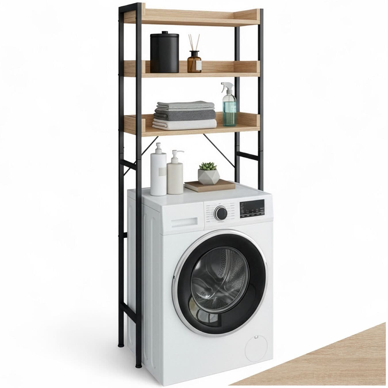 tectake Badregal Seattle 3 Ebenen Industrial Style Braun/Silber - Bild 2