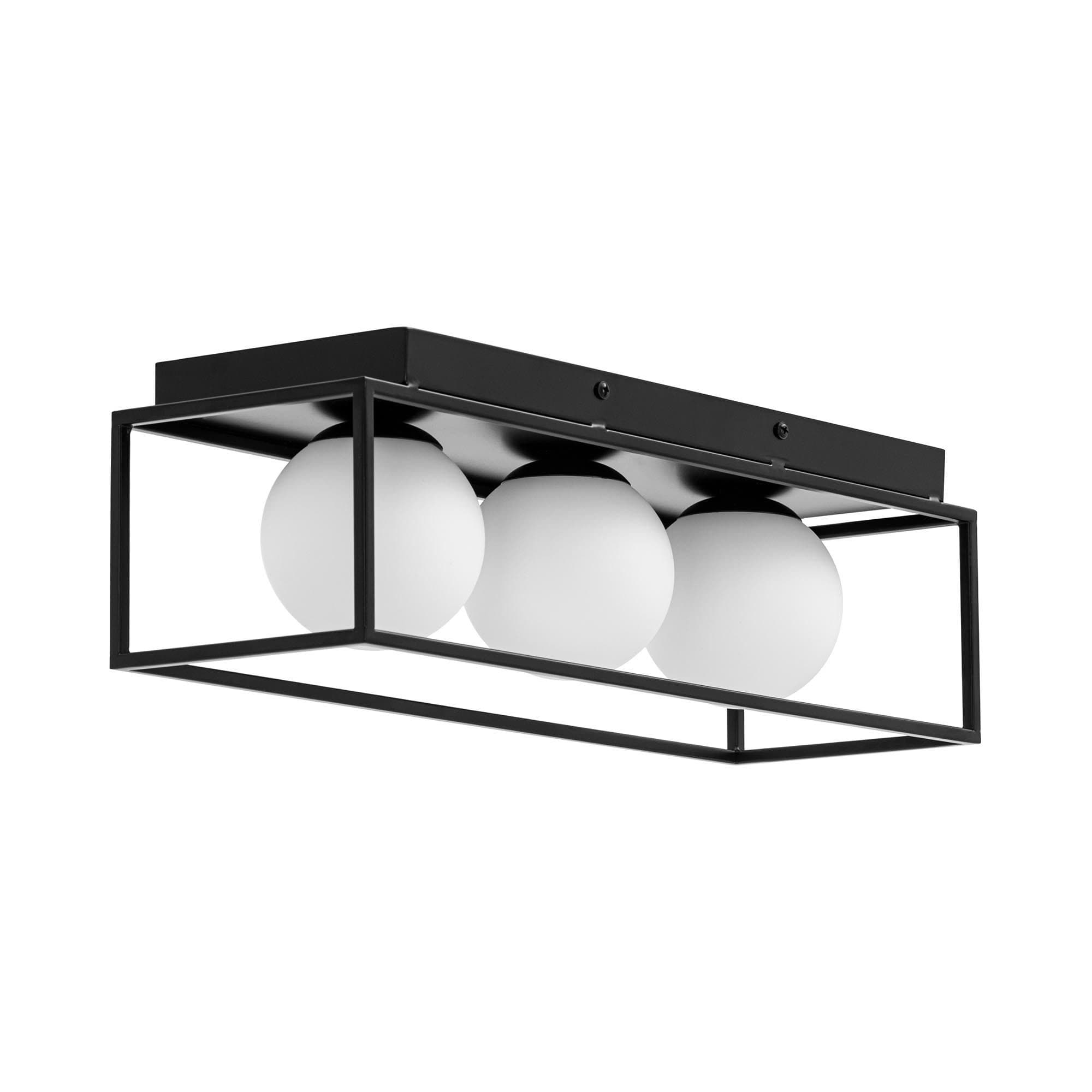 Uniprodo Pendelleuchte 3 Glaskugeln Schwarz Industriestil - Bild 2