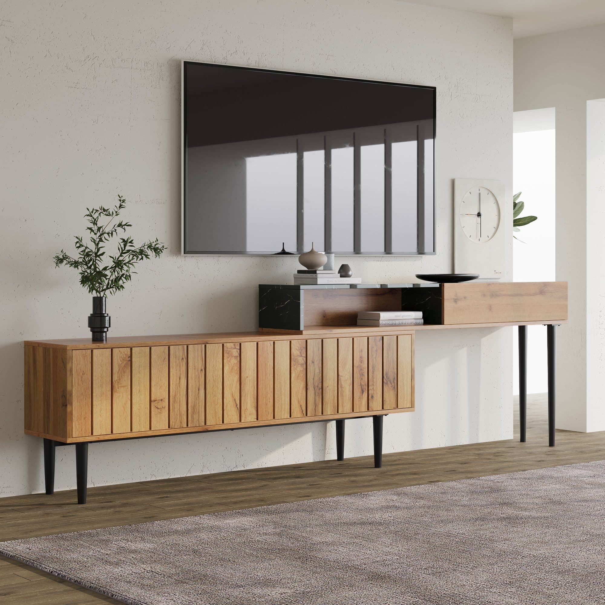 Merax Lowboard TV-Schrank stapelbar Marmoroptik Metallbeine - Bild 2