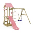 Wickey Spielturm TinyCabin Klettergerüst mit Schaukel Rutsche Garten Rosa Bild 2