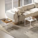 HOMCOM Couchtisch 2er-Set Weiß Eiche MDF Stahl Bild 2