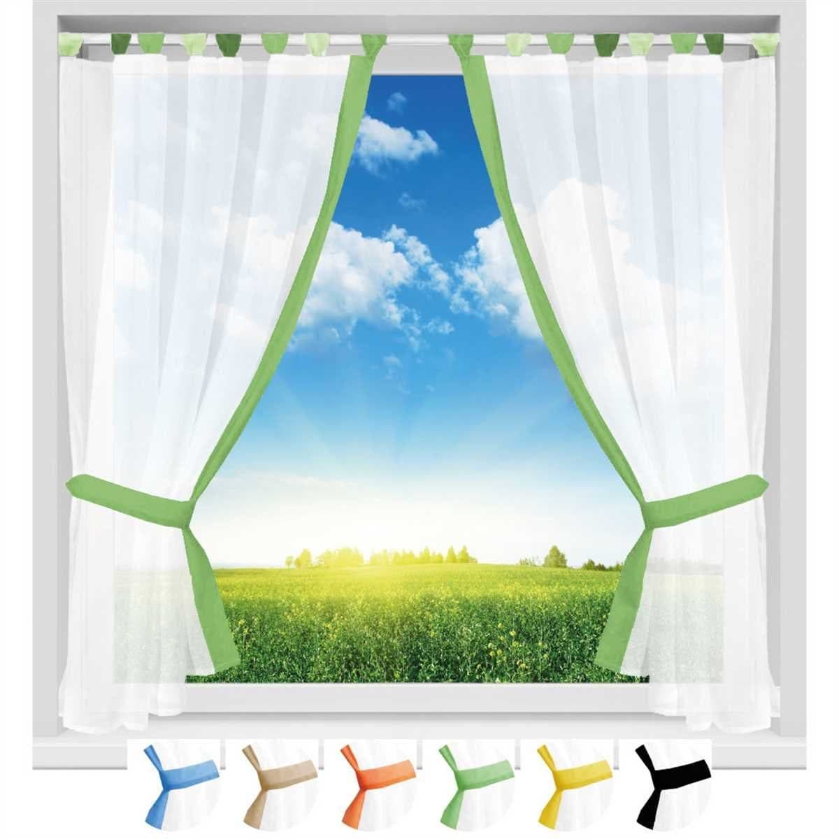 Arsvita Gardinenset Schlaufenschal Grün Transparent mit Raffhalter - Bild 2