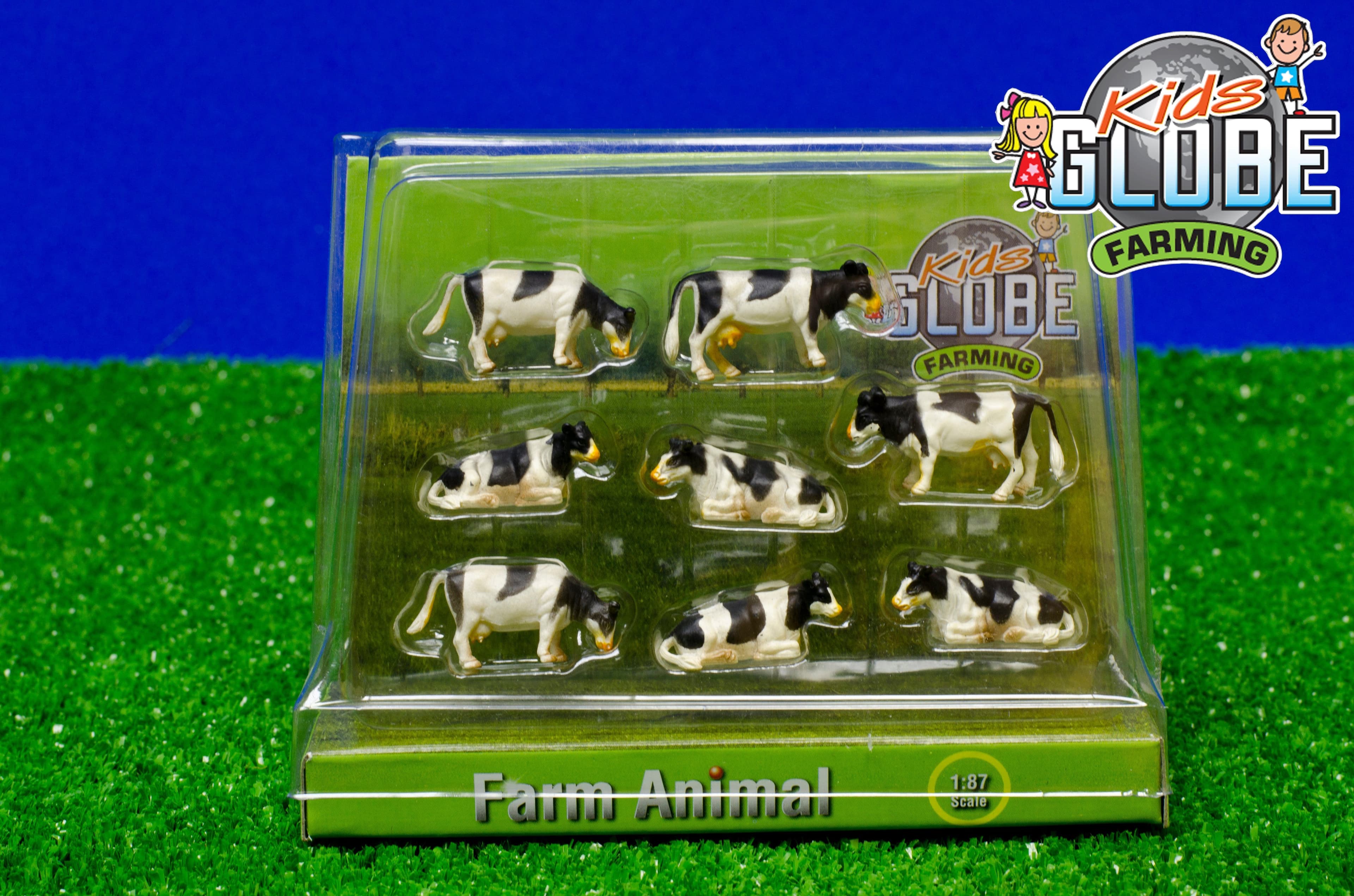 Kids Globe Kühe 1:87, 8 Stück, Schwarz/Weiß für Bauernhof