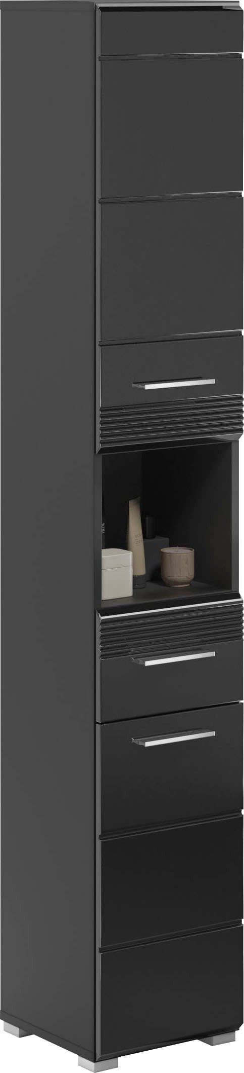 Home affaire Hochschrank Malmö Schwarz 2 Türen 1 Schublade - Bild 2