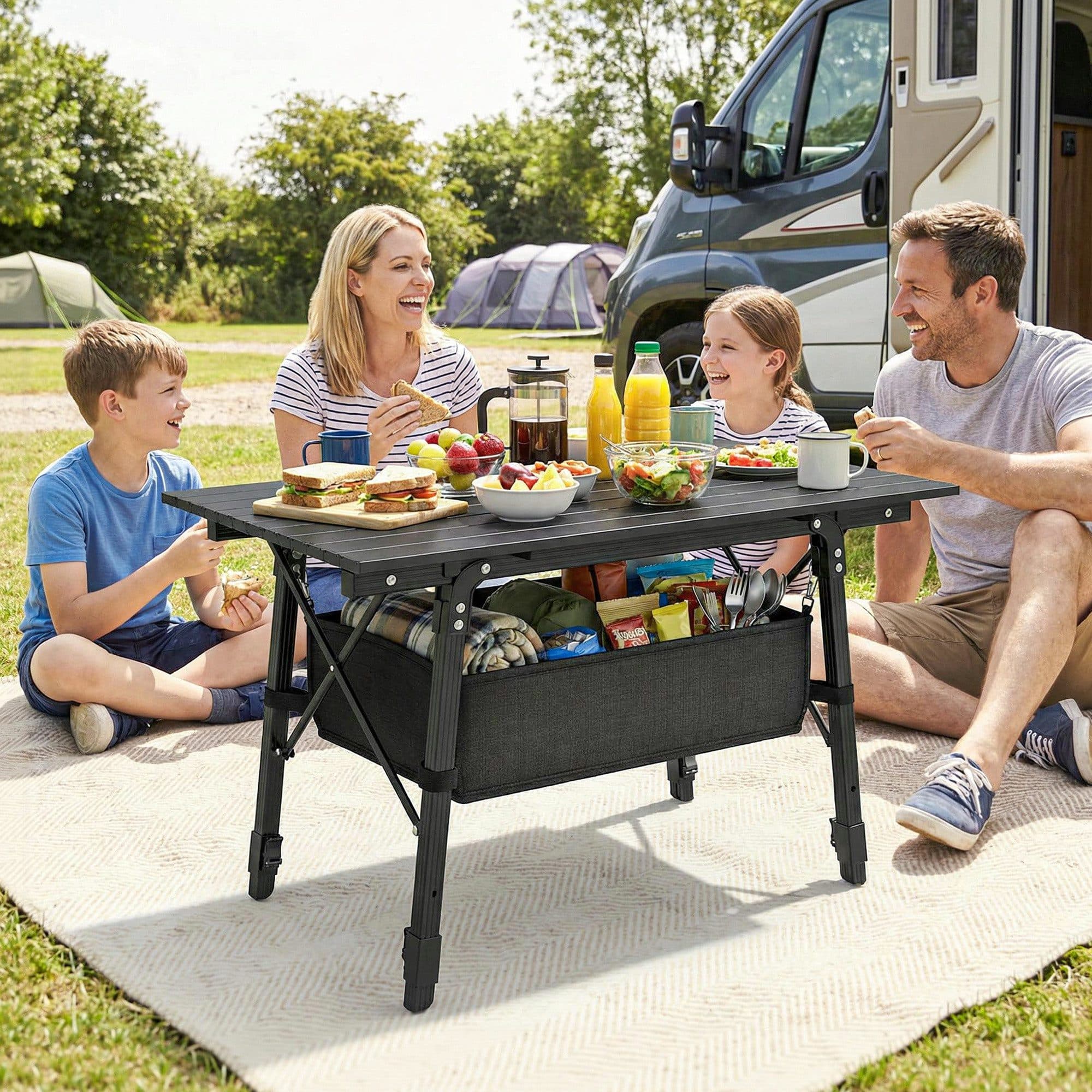 Outsunny Campingtisch Klappbar Höhenverstellbar Schwarz Aluminium - Bild 2