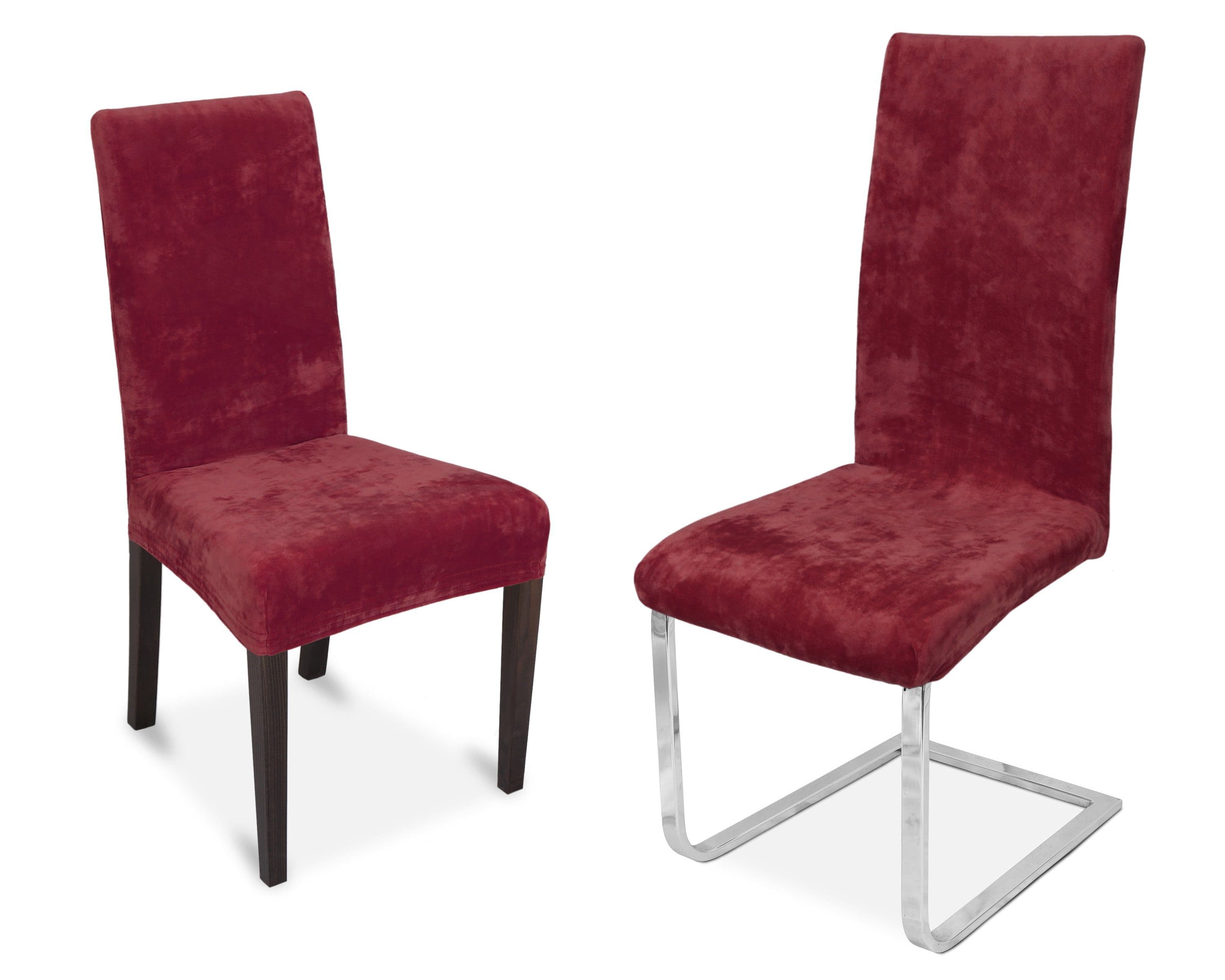 Beautex Stuhlhusse Maya Samt Mirofaser Stretch Husse Rot - Bild 2