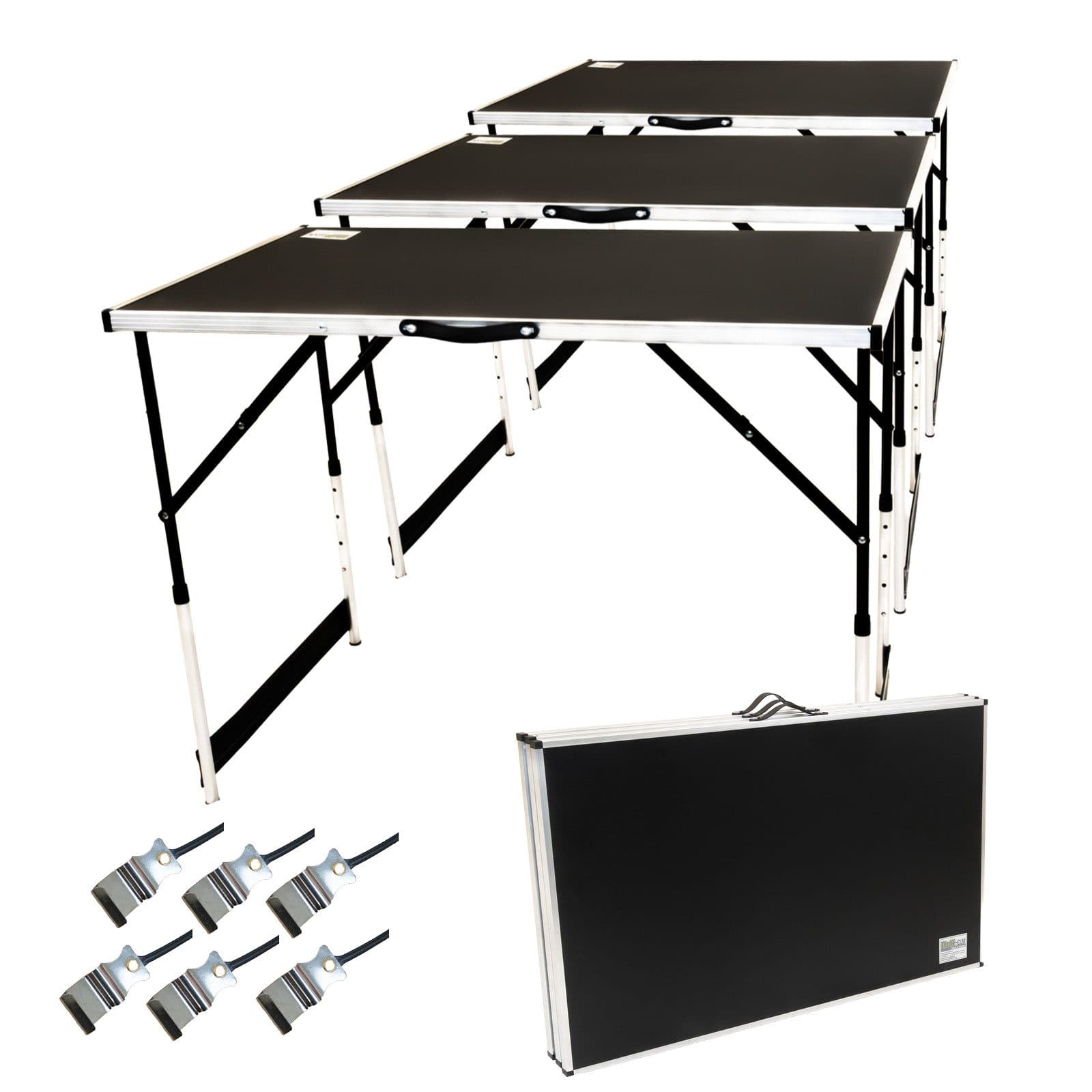 TRUTZHOLM Multifunktionstisch 3er Set höhenverstellbar & klappbar Schwarz/Silber - Bild 2
