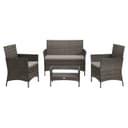 SVITA Gartenlounge Set 4-tlg. Grau Poly Rattan mit Kissen Bild 2