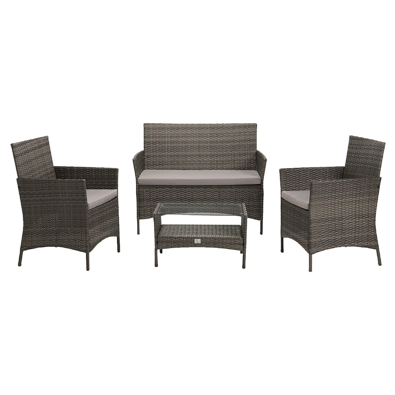 SVITA Gartenlounge Set 4-tlg. Grau Poly Rattan mit Kissen - Bild 2