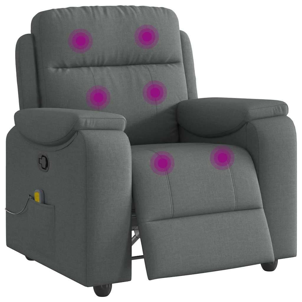 vidaXL Massage-Relaxsessel Stoff Dunkelgrau mit manueller Liegefunktion - Bild 2