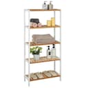 SONGMICS Bambus Badregal 5 Ebenen Weiß-Natur Modern Bild 2