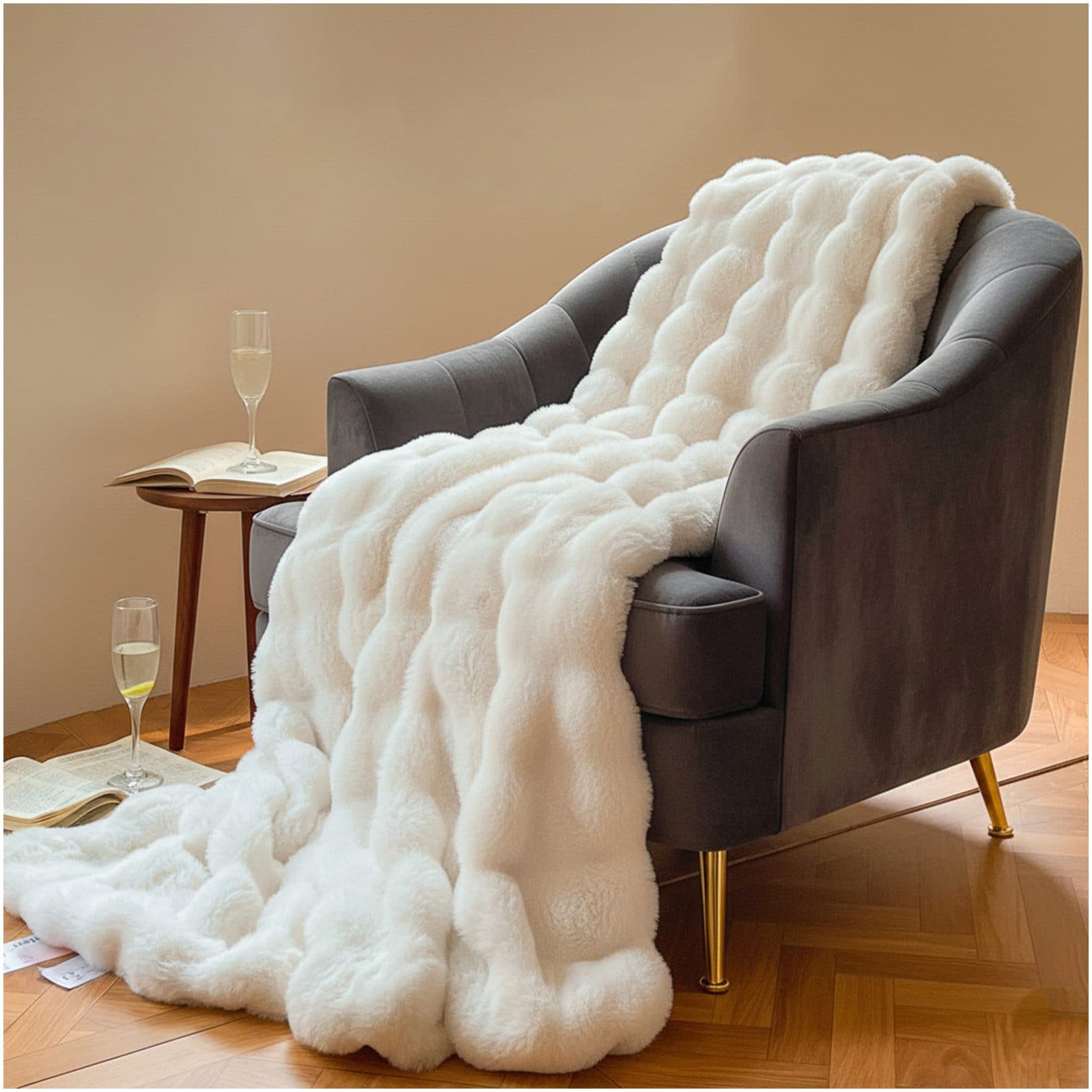Wohndecke Kuscheldecke Kaninchen Plüsch Decke KEAYOO Kunstfell - Bild 2