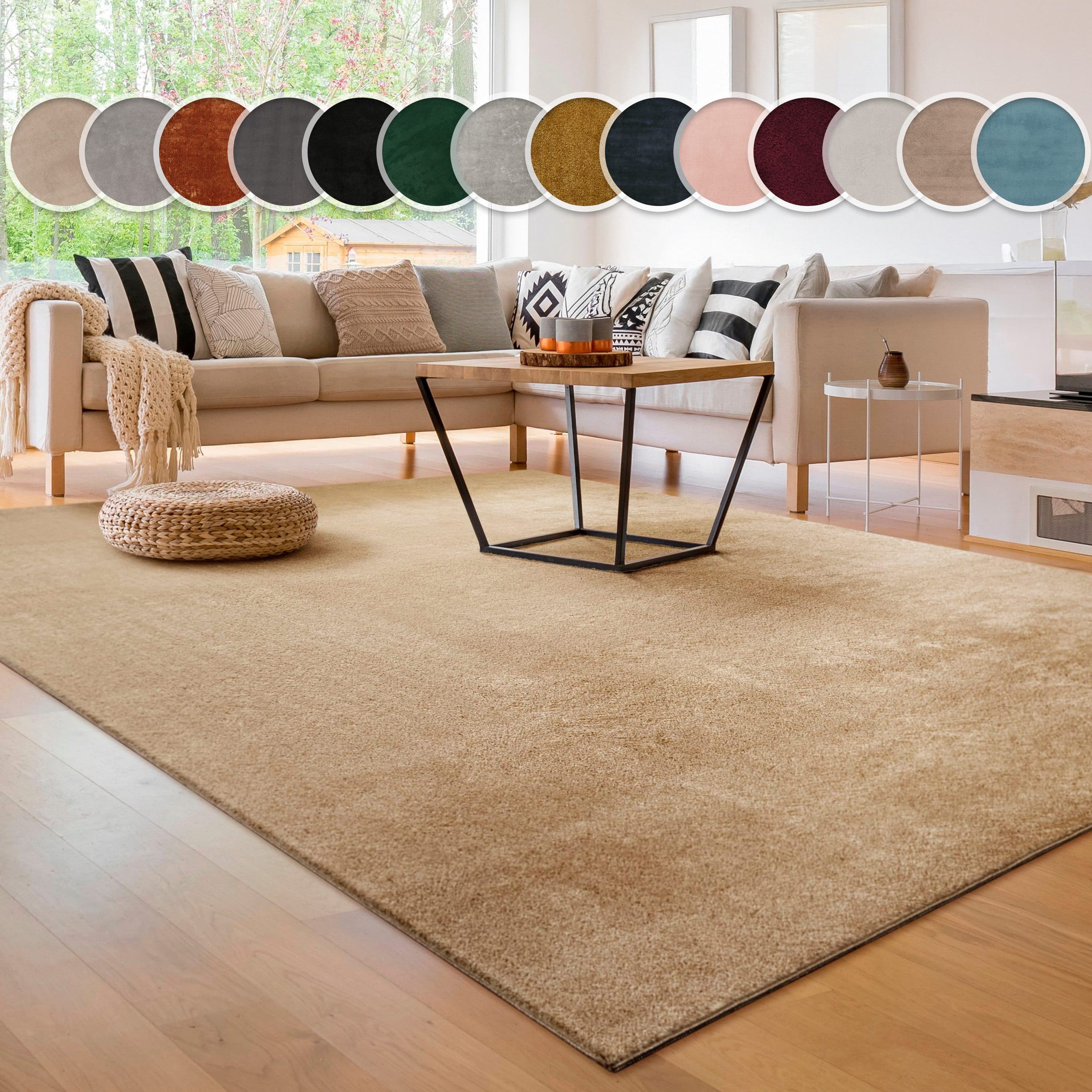 PACO HOME Teppich Cadiz 630 Dunkelbeige Uni Kurzflor - Bild 2