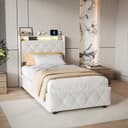 Furnishings Home LED Polsterbett Beige Samt Bild 2
