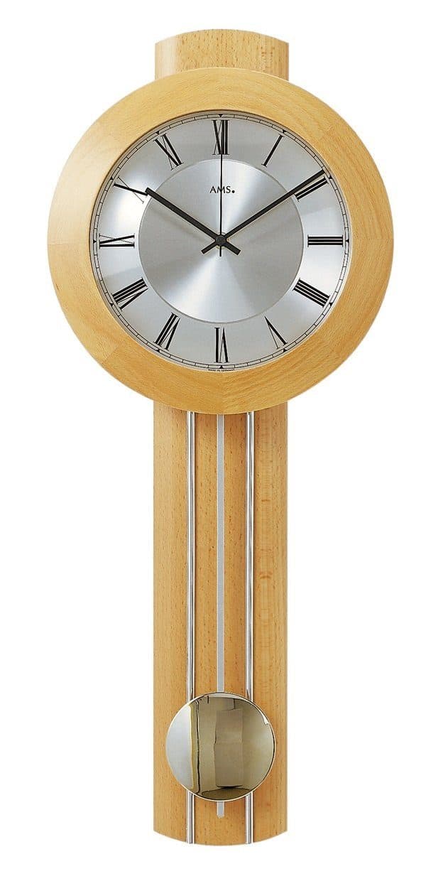 AMS Funk-Pendelwanduhr F5132/18 Buche Silber