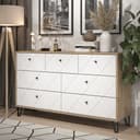 Vicco Kommode Nizza, Artisan-Eiche/Weiß, 140,2 x 82,6 cm mit 7 Schubladen Bild 2
