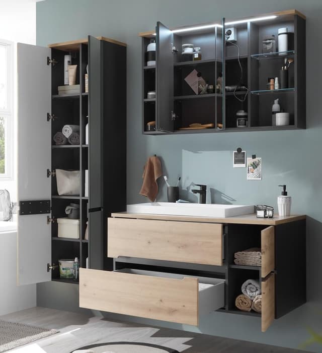 PREISBRECHER Badezimmer-Set Memphis 3-tlg. Grau