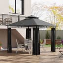 Outsunny Pavillon 3x3m Dunkelgrau mit Seitenwänden Bild 2