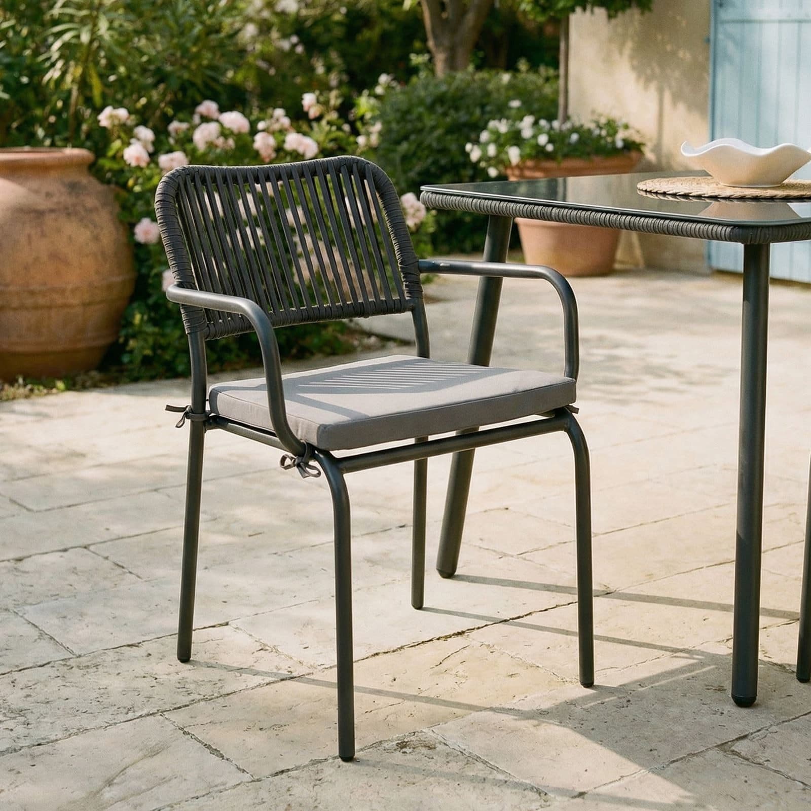 IDIMEX Gartenstuhl VOLONTE 6er Set Grau Aluminium mit Kissen - Bild 2