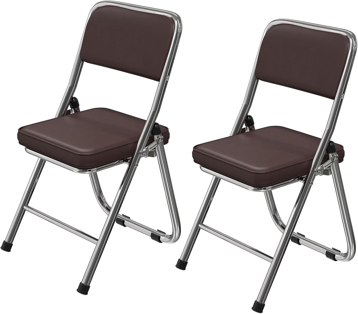 JEOBEST Klappstuhl Set 2-tlg. Braun Kunstleder Metallgestell - Bild 2
