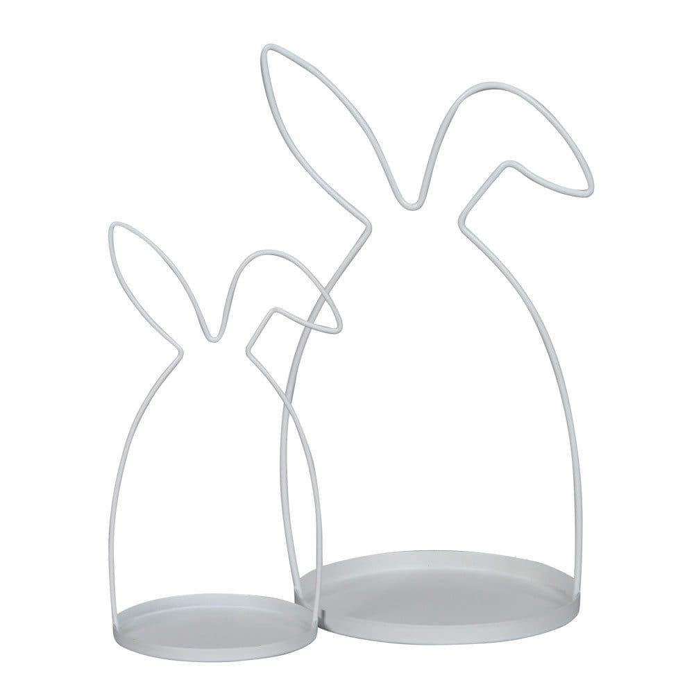 Posiwio Dekoteller 2tlg. Hase weiß Metall Osterdekoration
