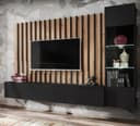 Furn.Design Wohnwand Pearl, Mediawand in Schwarz mit Artisan Eiche, 3-teilig, 220 x 190 cm, Push-To-Open, inkl. LED Beleuchtung Bild 2