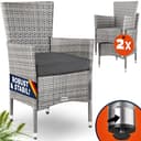 Casaria Gartenstuhl 2er Set Polyrattan Grau Stapelbar Bild 2
