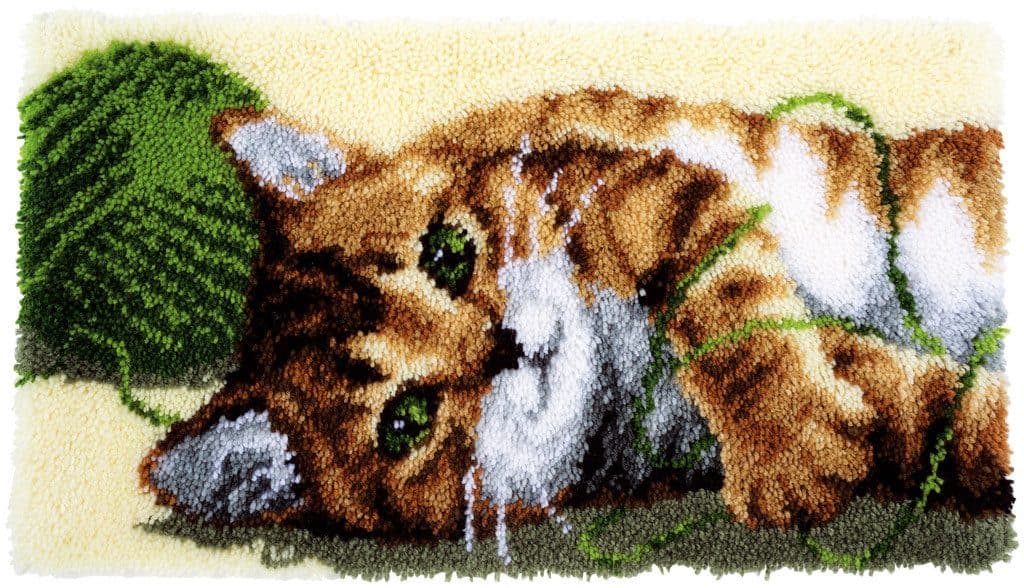 Vervaco Kreativset Knüpfteppich verspielte Katze