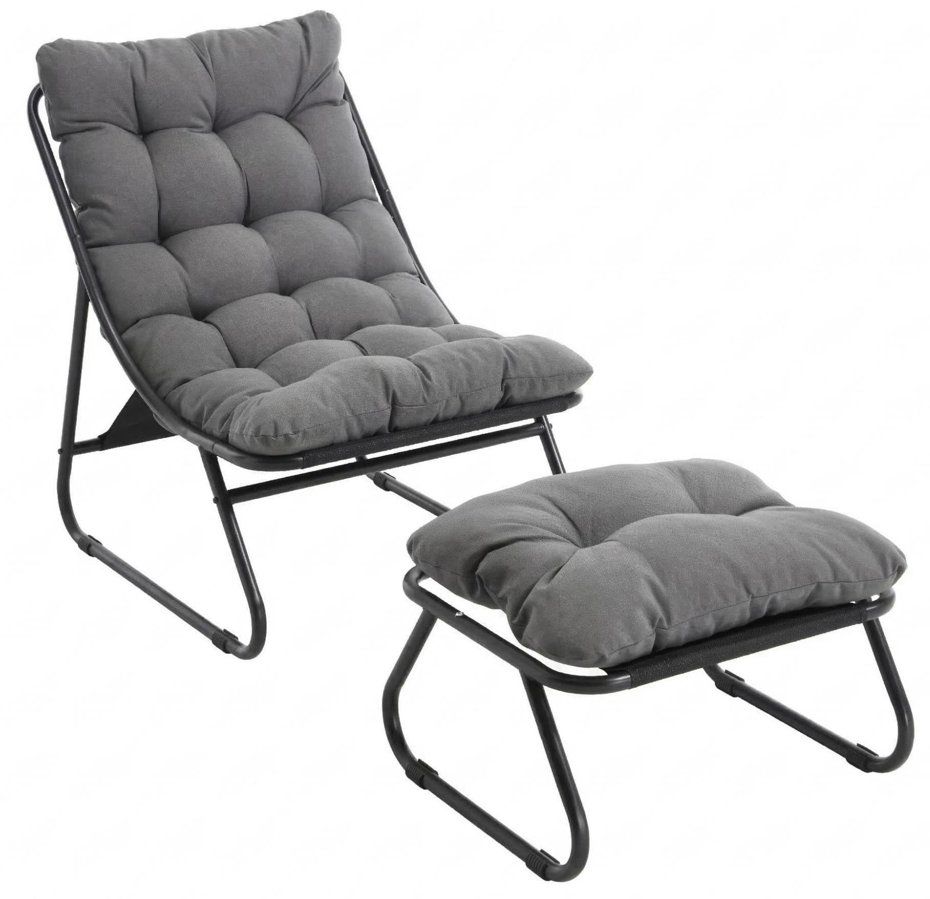LVHOM Loungesessel mit Hocker - Relaxsessel mit Metallgestell - Bild 2