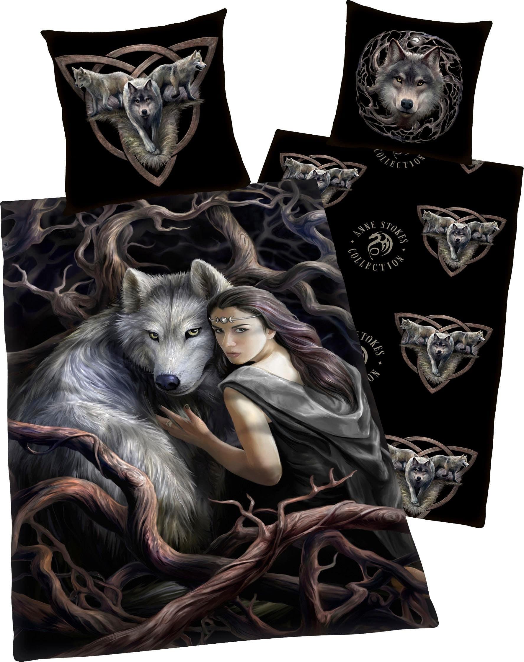 Anne Stokes Kinderbettwäsche Renforcé 2-teilig Wolf & Frau - Bild 2